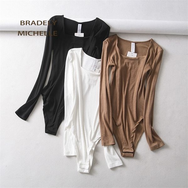 

bradely michelle women slim long sleeve cotton bodysuits with hidden button 210306, Black;white