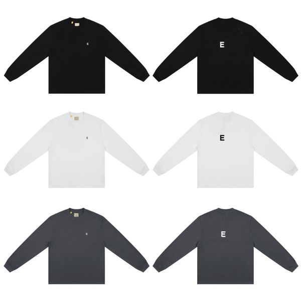 

22fw autumn classic printed logo long sleeve tee high street men women plus size tshirt t shirt, Black;brown