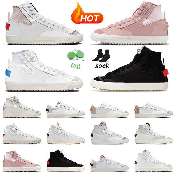 

blazer mid 77 running shoes jumbo white university blue floral sunflower dark russet pink oxford habanero red high low sneakers womens mens, Black