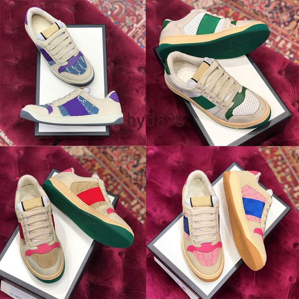 Sand￡lias italianas Sand￡lias Moda Sapatos casuais femininos Red e verde designer de logotipo duplo saltos altos sapatos brancos de ouro masculino de t￪nis masculino