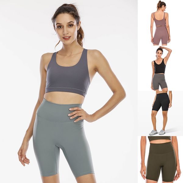 

yoga shorts pants women leggings fashion new womens workout gym wear solid color sports elastic fitness lady overall tights short legging, White;black