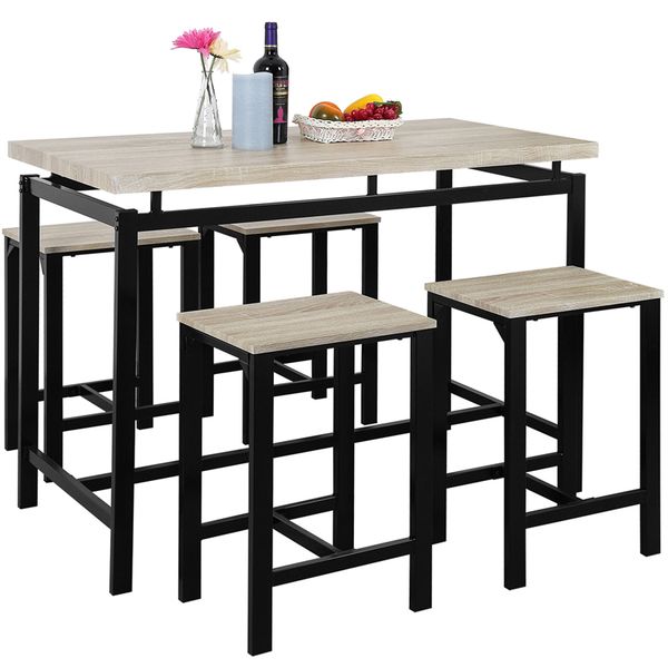 

5 piece dining room set with counter and pub height table with 4 chairs