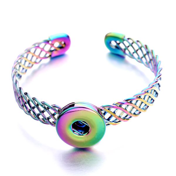 

electroplated 18mm snap button hollow out open bracelet snaps buttons bracelets jewelry for women men, Golden;silver