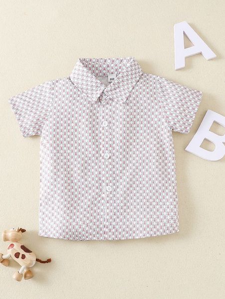 

baby allover print button front shirt she, Blue