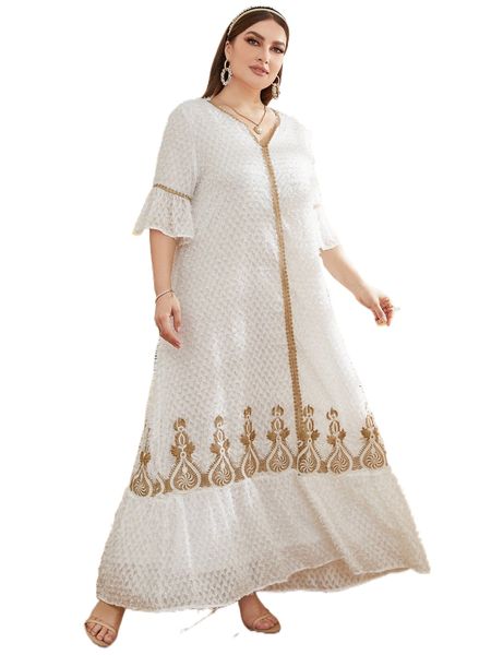 

plus contrast trimmed flounce sleeve belted fuzzy dress a3we#, Black