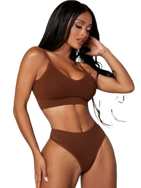 

solid seamless lingerie set v74a#, Black;red