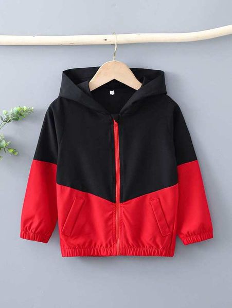 

toddler boys colorblock zip up hooded jacket she, Blue;gray