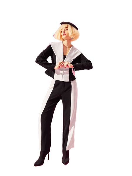 

x etimad abdulbaset high waist color block pants y1w7#, Black;white