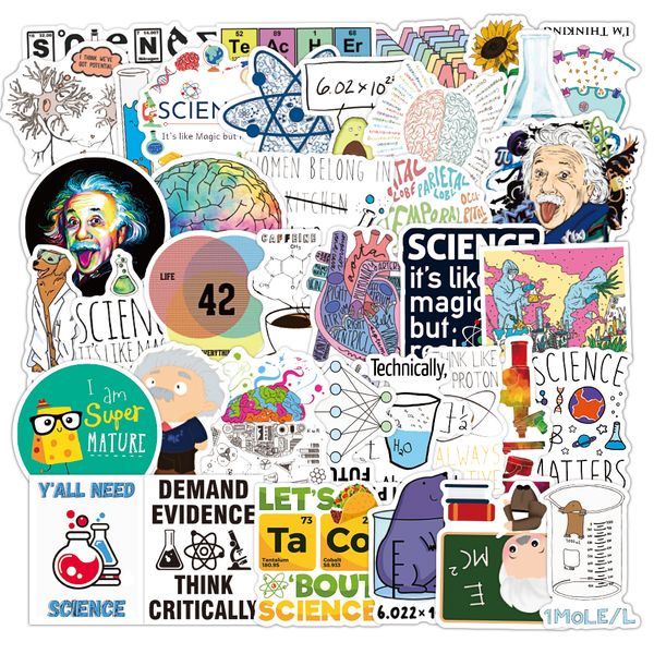 

50pcs wholesale cartoon graffiti stickers science chemistry biology laboratory research for fridge notebook lapskateboard kids toys