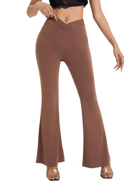 

petite high waist flare leg pants p8lk#, Black;white