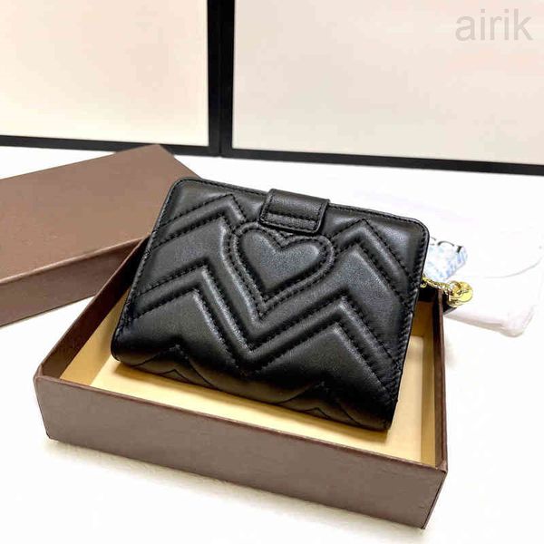 

classic love wallet diamond bags leather luxury designer brand purses tassel decoration card holder 220325, Red;black