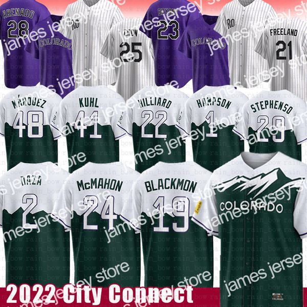 

2022 kris bryant rockies baseball jerseys charlie blackmon c.j. cron ryan mcmahon yonathan daza garrett hampson sam hilliard german marquez, Blue;black