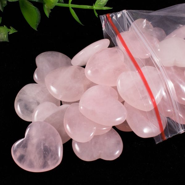 Personalizado Natural Stone Crafts Rosa Cristal de Quartzo Mini Carvings Coração Cura Crystal Coração-dada em forma de Gemstone