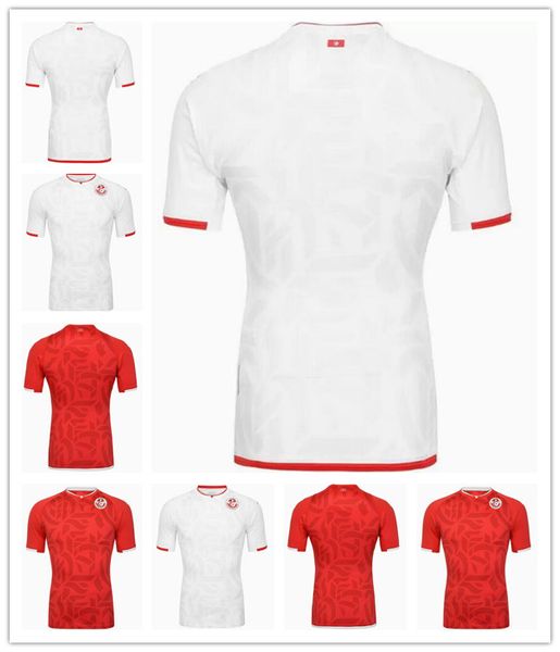

thai quality 21-22 tunisia maillot de foot 2022 home red soccer jerseys #7 msakni #10 khazri shirt away white khalifa sassi maaloul tunisia, Black;yellow
