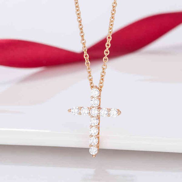 

bvav t family cross necklace s925 sterling silver diamond plated 18k gold full diamond cross pendant simple light luxury fashion clavicle ch, Black