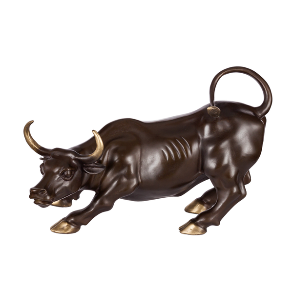 

wall street charging bull statue sculpture bronze brass famous animal figurine art large home office decor business gifts, Silver