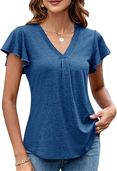 

women's & tees summer short-sleeved v-neck t-shirt casual loose shirt, White