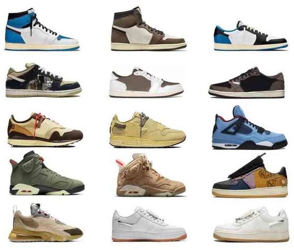 

2022 authentic travis design 1 high og ts sp basketball shoes scotts military blue 1s baroque brown saturn gold reverse mocha dark mens wome