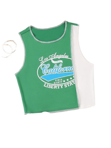 

two tone letter graphic tank z0uv#, White