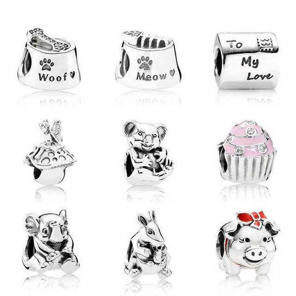 

new genuine 925 sterling silver animal flower pig beads clear cz charm bead fit bracelet diy bracelet the factory wholesale aa220315, Black