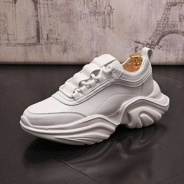 

luxury designers lace up dress wedding party shoes fashion breathable men sport casual sneakers comfortable round toe thick sole outdoor wal, Black