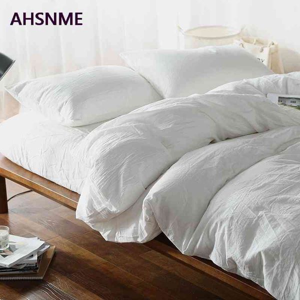 Ahsnme% 100 Pamuk Yatak Keten Süper Yumuşak Yatakklotlar Yatak Yatak Serin Yaz Beyaz Yorgan Kapak Yorgan Yatak Setleri