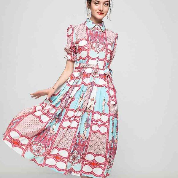 

casual dresses summer single breasted lapel short sleeve dress european and american fashion lace up shirt women's printed wear a579, Black;gray