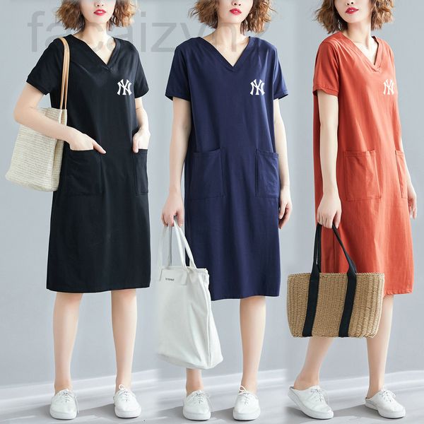 

casual dresses designer [milk fibre][women's clothing]summer pocket v-neck dress xjdo2022, Black;gray