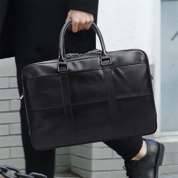 

joyir genuine leather bag business 156" laptote briefcases messenger crossbody bags shoulder handbags leather men's bag 210302