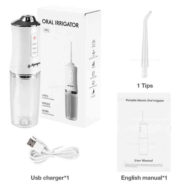 

oral irrigator 3 mode usb rechargeable dental water flosser proof jet 6 tips 240ml tank teeth cleaner 220510