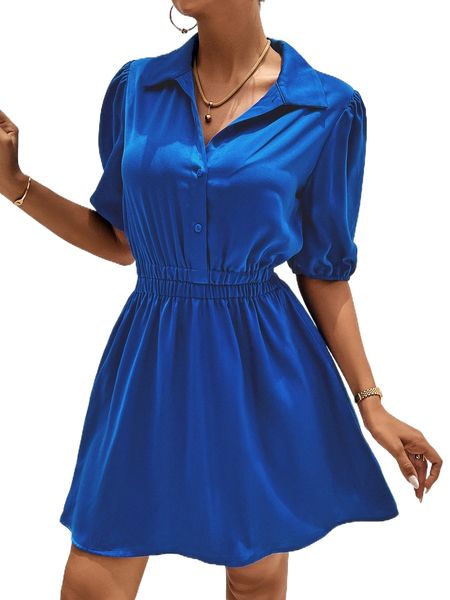 

button front shirt dress a201#, Black;gray