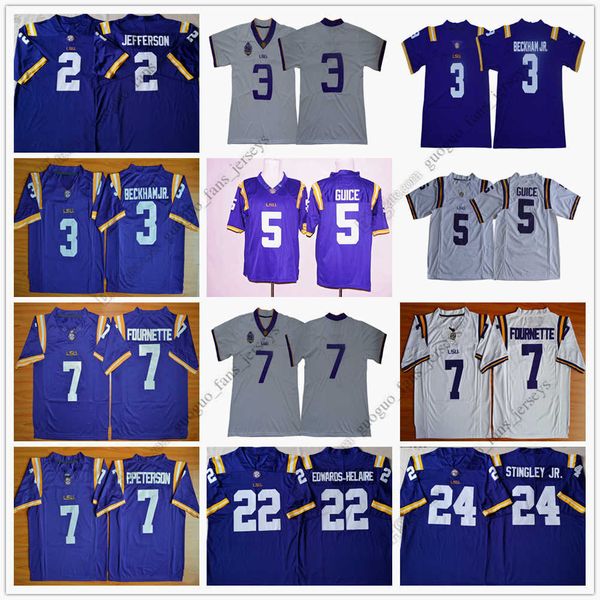 

ncaa lsu tigers college football jersey 2 justin jefferson 3 odell beckham jr. 5 derrius guice 7 tryann mathieu 9 joe burrow 22 clyde edward, Black