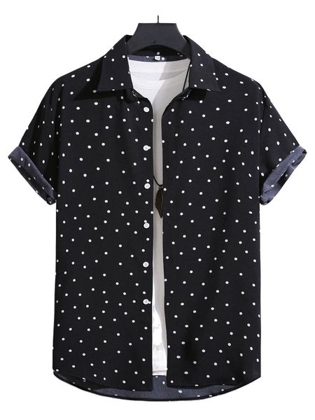 

men random polka dot shirt without tee s5gp#, White;black