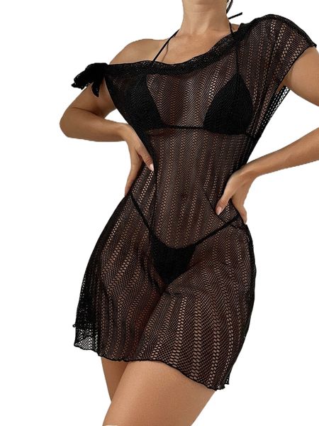 

hollow out knot side one shoulder cover up 71sc#, White;black