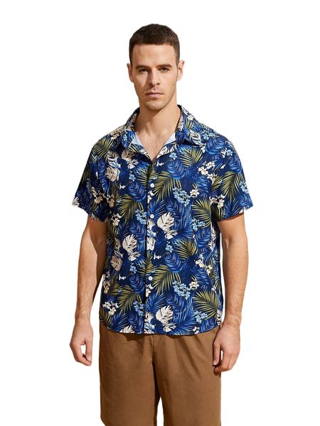 

men tropical print shirt z7nw#, White;black