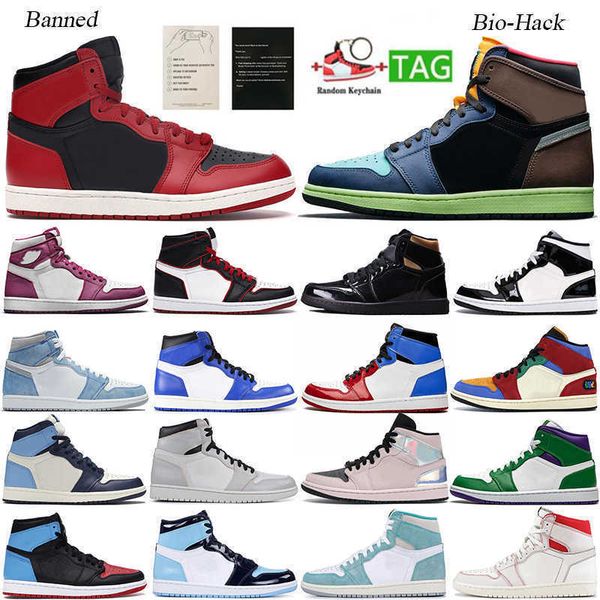 

new 2022 quality jumpman mens 1 high og basketball shoes 1s university blue silver royal toe black metallic gold mid smoke grey unc patent