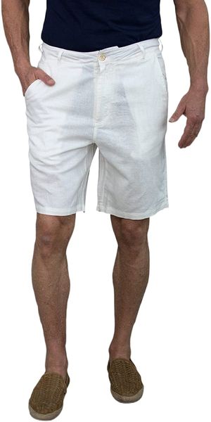 

fin men's linen flat front walking shorts f214#, White;black