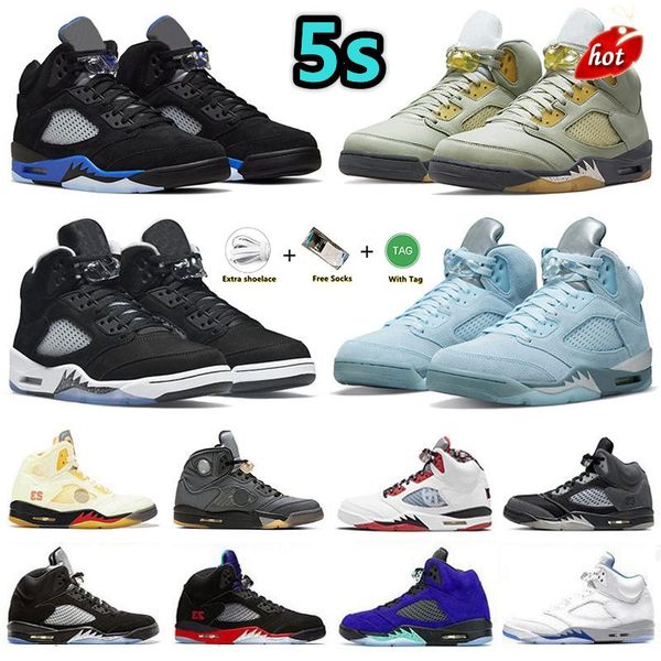 

jumpman 5 5s mens basketball shoes jade horizon racer blue raging bull bluebird hare helmet fire red concord easter moonlight sail men, Black