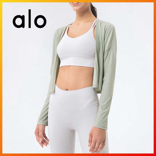 

alo yoga summer new women's long-sleeve shirt five-color breathable fashion thin shirt coat casual sports running cycling gym, White;red