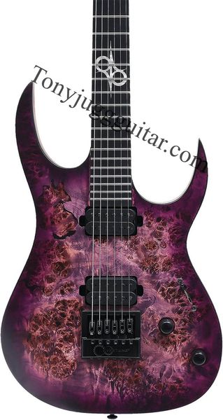 Гриф электрогитары Solar Purple Burl Spalted Maple Top Through Body Black Hardware Wenge Bubinga Sandwich Neck