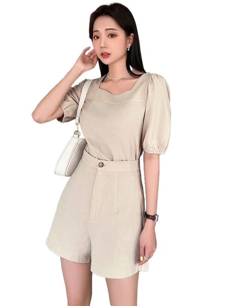 

dazy sweetheart neck puff sleeve & shorts e0xh#, White