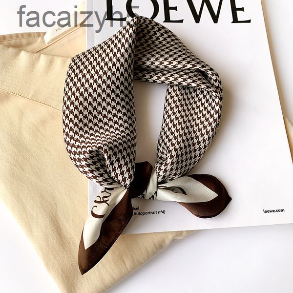 

scarves designer beltclassic fashion korean version versatile thousand bird lattice silk scarf women's small square towel real mulberry, Blue;gray