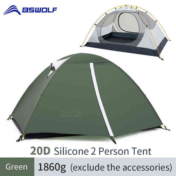 BSWOLF Tenda da campeggio ultraleggera 3 Stagione 2 Persona aggiornata 20D Nylon Tessuto rivestito in silicone Impermeabile Tende da viaggio per turisti H220419