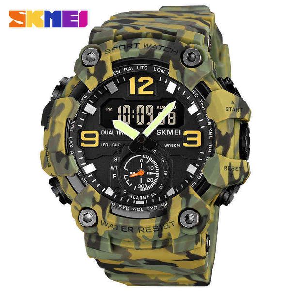 Skmei Brand Sport Men Luxury 3 Time LED LEVEL ELECTRICAL ES Moda Militar Wrist Sports Relógio para Man 2022 Y220707