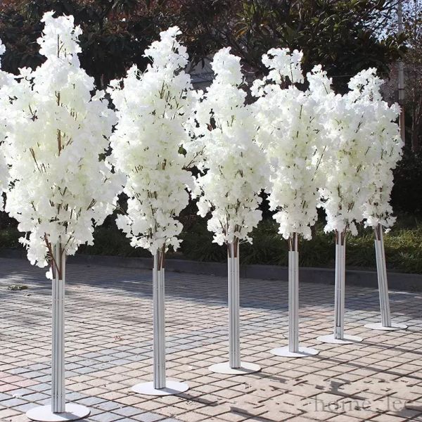 

1.5m 5feet height white artificial cherry blossom tree roman column road leads for wedding mall opened props