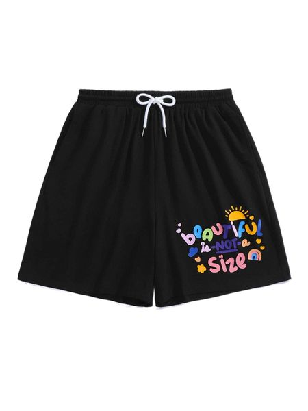 

x chubcatart slogan graphic drawstring waist track shorts c0ev#, White;black