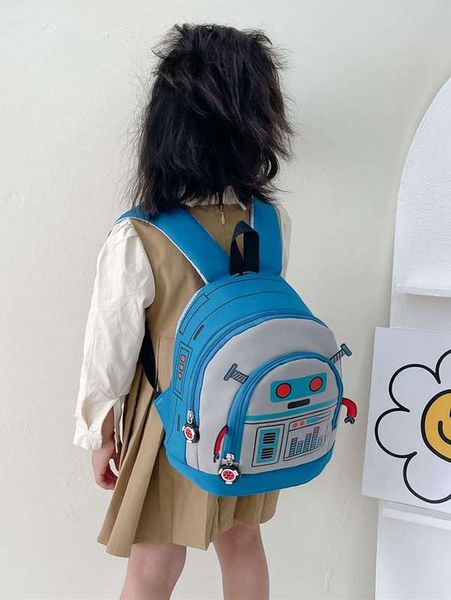 

kids cartoon pattern colorblock classic backpack she