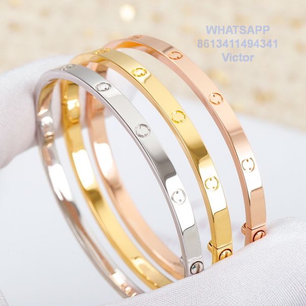 Love bangle versione stretta bracciale in oro Au 750 18 K mai sbiadito alta qualità 16-19 taglia con scatola replica ufficiale coppia di braccialetti da donna di marca di lusso di alta qualità