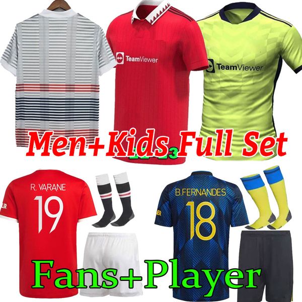 

sancho manchester 22 23 soccer jerseys rashford mans shaw pogba 2023 football shirt utd martial b. fernandes men + kids kit united full set, Black;yellow