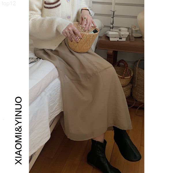 

designer[ou fan]8457 mesh half skirt 2022 spring new super fairy high waist thin medium length a-line luxurious, White